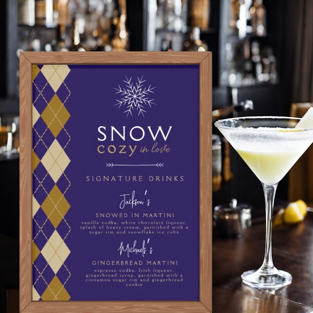 Snow Cozy In Love Argyle Signature Drinks Wedding Poster (Creator Uploaded)