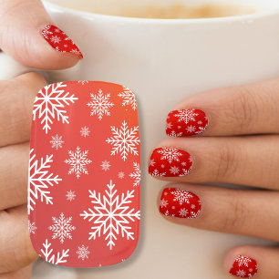 Snow crystal on a red minx nail art