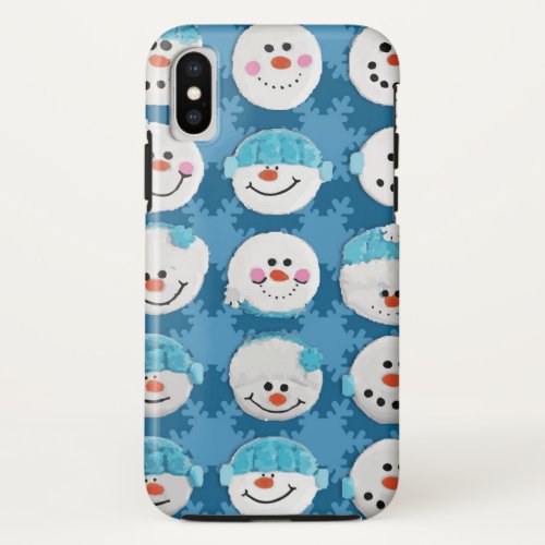 Snow Cute Baby Blue Winter Snowman iPhone X Case