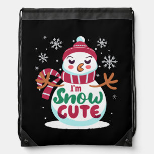 Snow Cute! Embrace the Winter Charm of Christmas Drawstring Bag