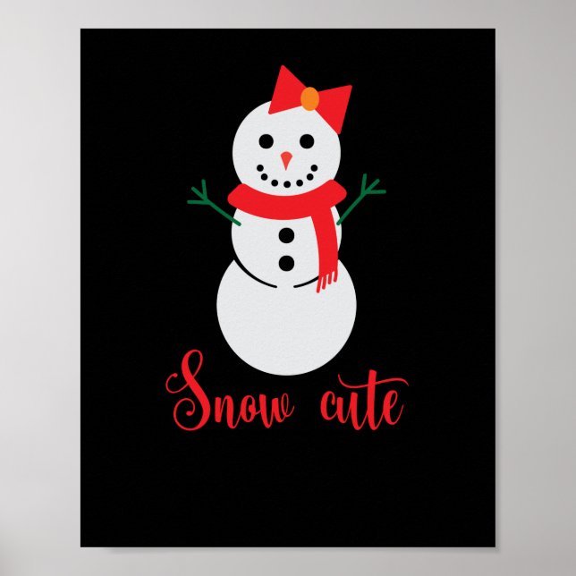 Snow Cute Snowman Christmas Poster (Front)