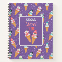 Snow Cute Snowman Snow Cone Winter Notebook