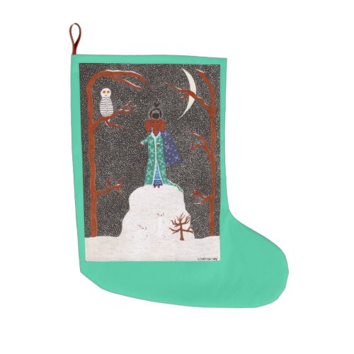 Snow Dachshund Large Christmas Stocking