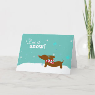 Snow Dachshund Wiener Dog Holiday Greeting Card