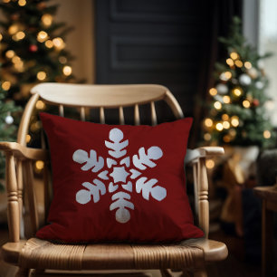 Snow dark  red Throw Pillow