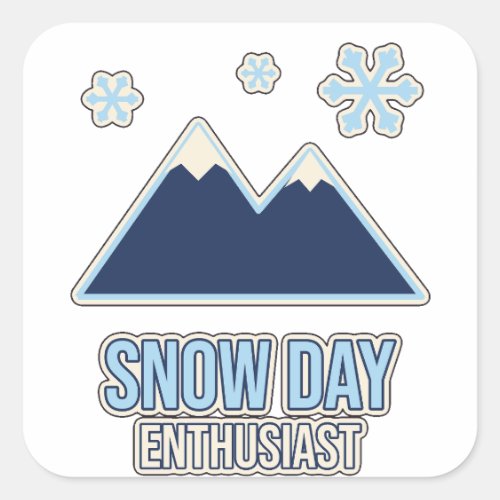 Snow Day Enthusiast Minimal Winter Snowflake Square Sticker
