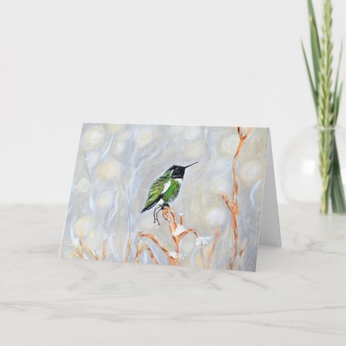 Snow Day Hummingbird Painting Postcard