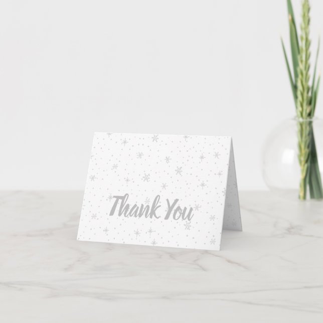 Snow Day! snowflake folding Thank you note Card (Front)
