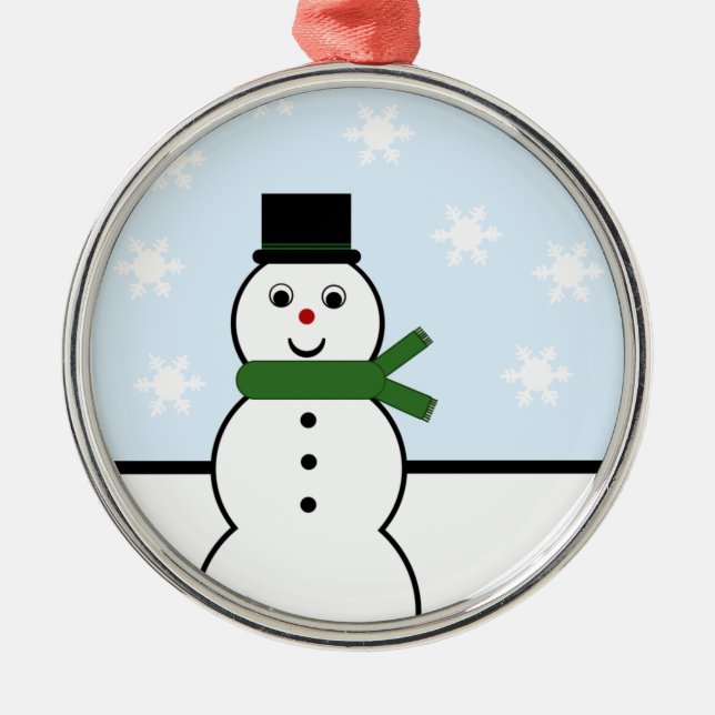 Snow Day Snowman Premium Round Ornament (Front)