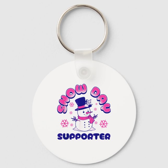 Snow Day Suprter, Funny Teacher Snowman Christmas  Keychain (Front)