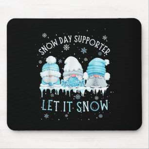 Snow Day Suprter Let It Snow Cute Blue Gnome Xmas Mouse Pad