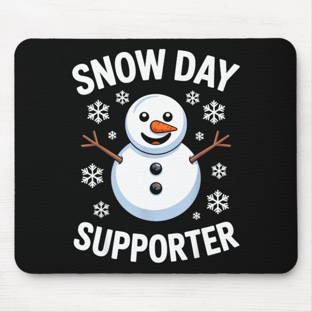 Snow Day Suprter Snow Snowflake Snowman Winter Tea Mouse Pad (Front)
