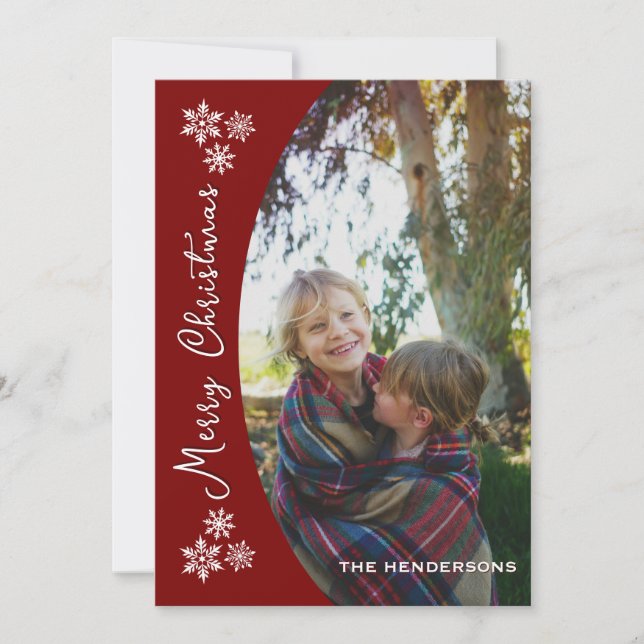 Snow Dayz Custom Photo Christmas Card | Red (Front)
