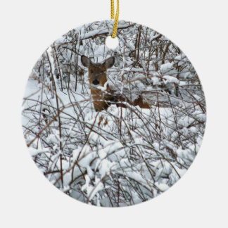 Snow Deer Ceramic Ornament