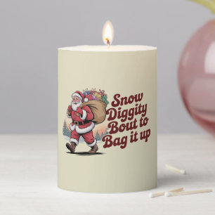 Snow Diggity Bout to Bag It Up 90s Christmas Retro Pillar Candle