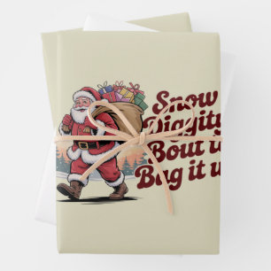 Snow Diggity Bout to Bag It Up 90s Christmas Retro Wrapping Paper Sheets