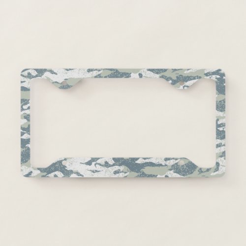 Snow disruptive camouflage license plate frame