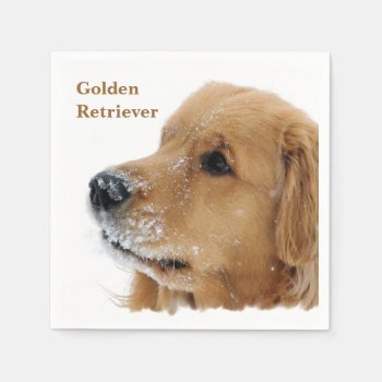 Snow Dog Golden Retriever Paper Napkins by artinphotography at Zazzle