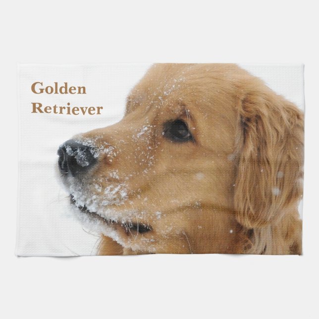Snow Dog Golden Retriever Towel (Horizontal)