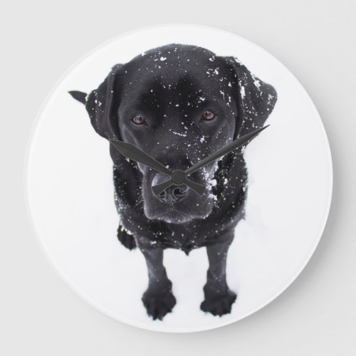 Snow Dog _ Labrador Puppy _ Black Labrador Large Clock