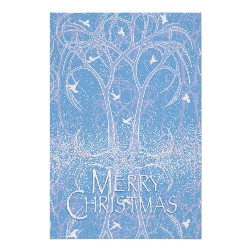 Snow Doves Christmas Poster