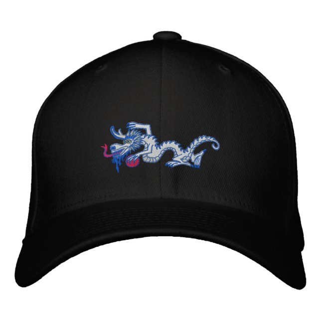 Snow  Dragon Embroidered Baseball Hat (Front)
