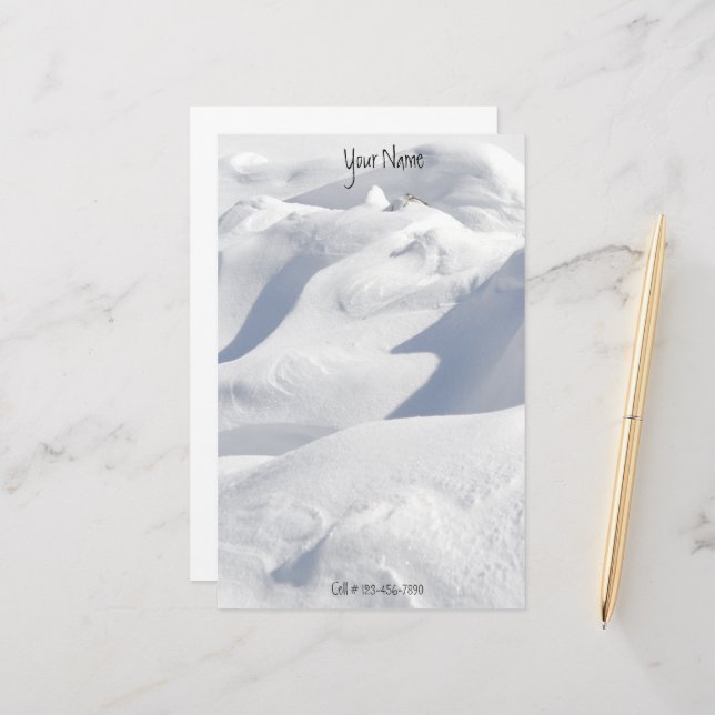 Snow Drifts and Shadows Photograph Personalized Stationery (Front/Back In Situ)