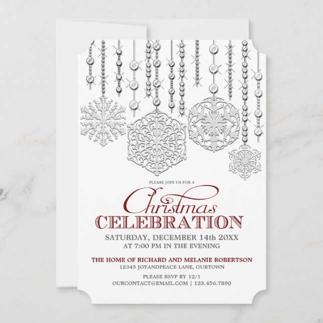 Snow Drops Christmas Celebration Party Invitation (Front)