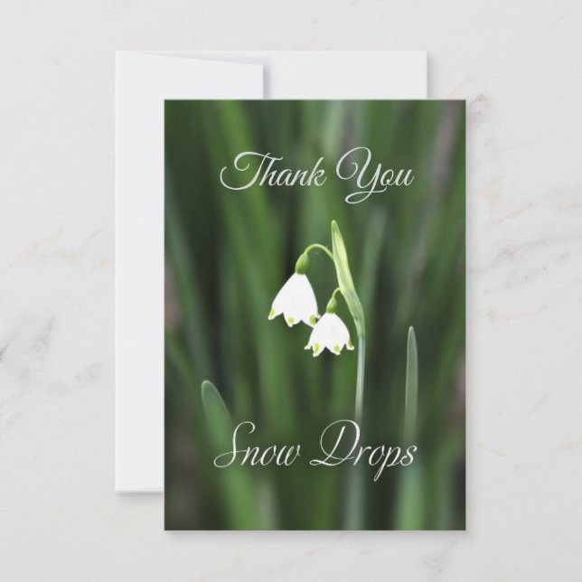 Snow Drops Flower  Thank You Card (Front)