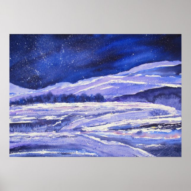 Snow Dust and Stardust Watercolor Print (Front)
