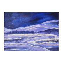 Snow Dust and Stardust Watercolor Print