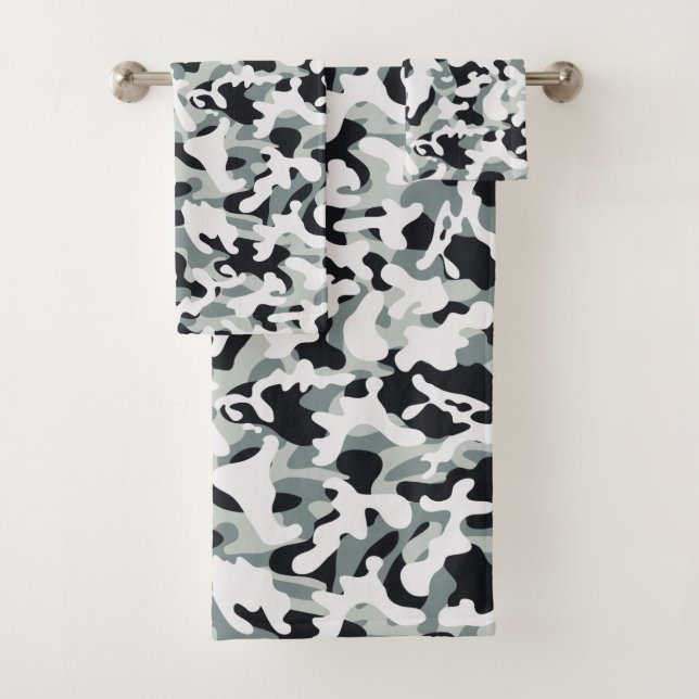 Snow Dust Camouflage  Bath Towel Set (Insitu)