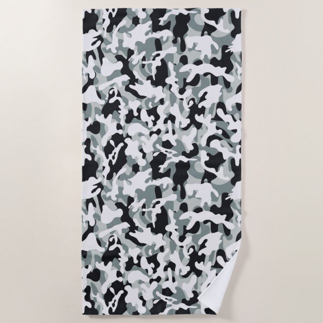 Snow Dust Camouflage  Beach Towel (Front)