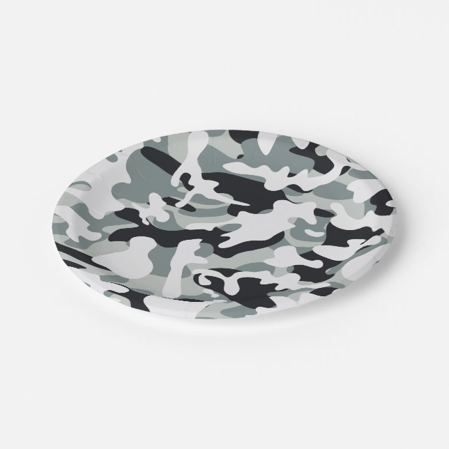 Snow Dust Camouflage  Paper Plates (Angled)