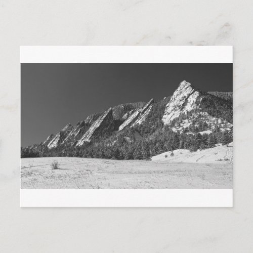 Snow Dusted Flatirons Boulder CO Panorama BW Postcard