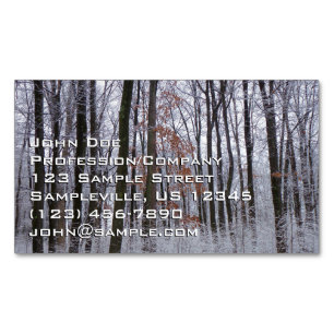 Snow Dusted Forest Winter Landscape Photography Business Card Magnet
