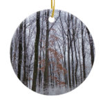 Snow Dusted Forest Winter Landscape Photography Ceramic Ornament