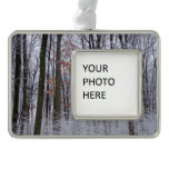 Snow Dusted Forest Winter Landscape Photography Christmas Ornament