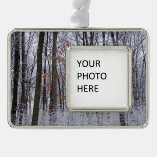 Snow Dusted Forest Winter Landscape Photography Christmas Ornament