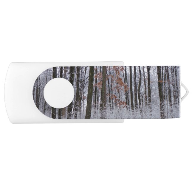 Snow Dusted Forest Winter Landscape Photography Flash Drive (Front)