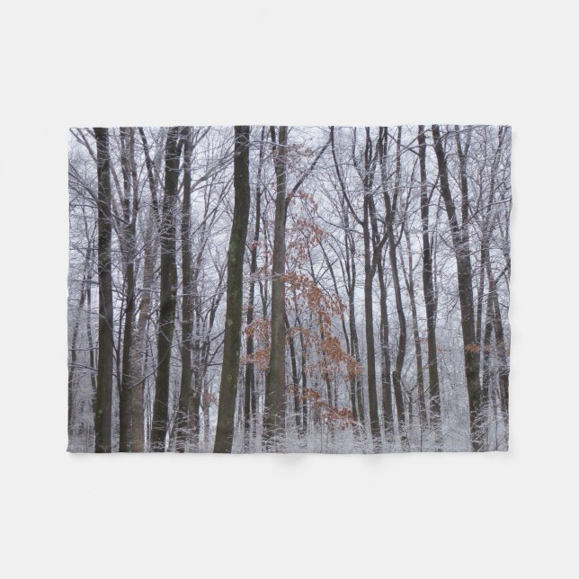 Snow Dusted Forest Winter Landscape Photography Fleece Blanket (Front (Horizontal))