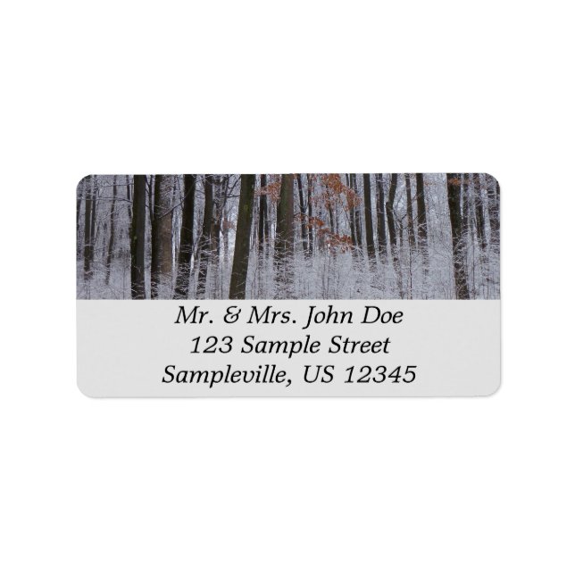 Snow Dusted Forest Winter Landscape Photography Label (Front)