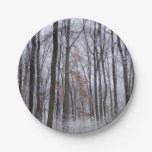 Snow Dusted Forest Winter Landscape Photography Paper Plate