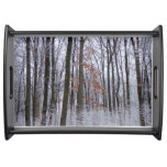 Snow Dusted Forest Winter Landscape Photography Serving Tray