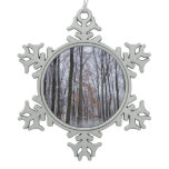 Snow Dusted Forest Winter Landscape Photography Snowflake Pewter Christmas Ornament