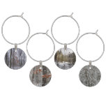 Snow Dusted Forest Winter Landscape Photography Wine Charm