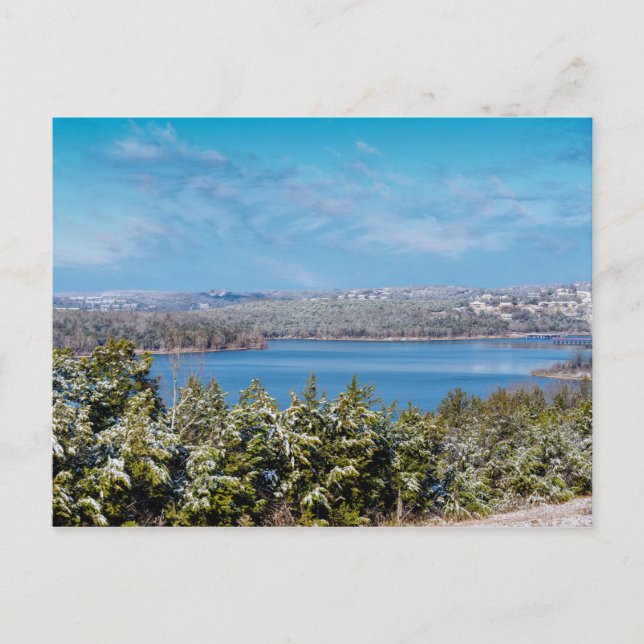 Snow Dusting At Table Rock Lake Postcard (Front)