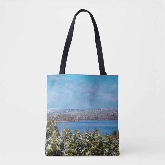 Snow Dusting At Table Rock Lake Tote Bag (Front)