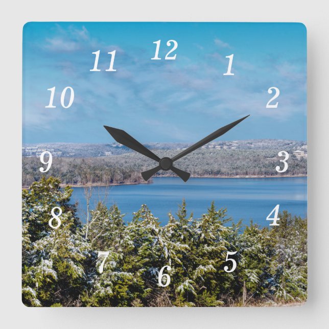 Snow Dusting At Table Rock Lake Wall Clock (Front)