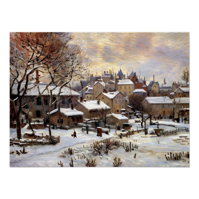 Snow Effect with Setting Sun Poster (Front)